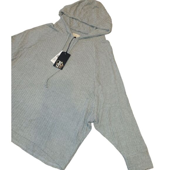 NWT Chaser Grey Gray Waffle Knit Hooded Lightweight Pullover L - Picture 4 of 11